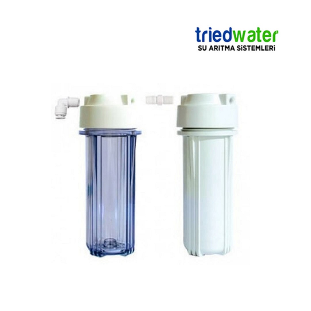 ŞEFFAF HOUSİNG 1/4'' FİLTRE KABI 10''İNÇ BEYAZ-MOR FİLTRE KABI